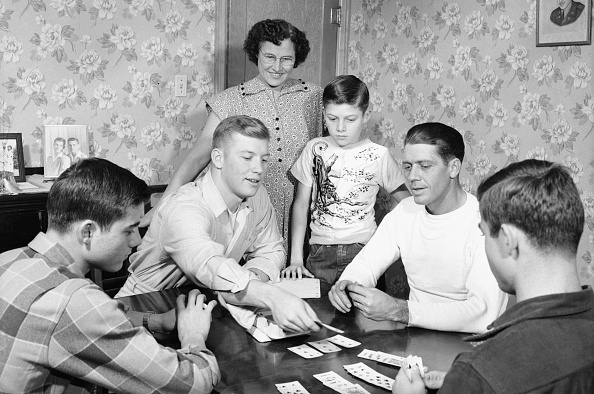 Vintage family playing cards.