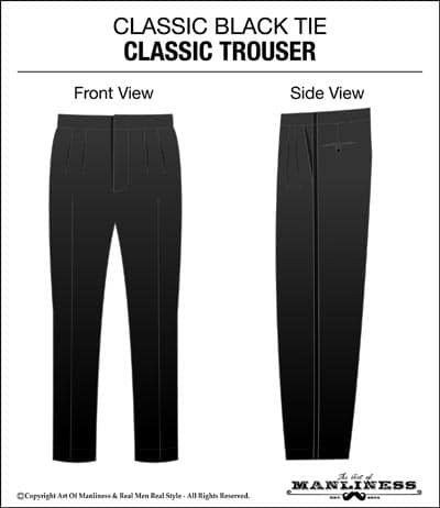 Classic black tie trousers pants.