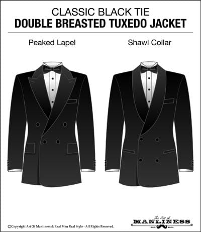 Classic black tie double breasted tuxedo jacket.