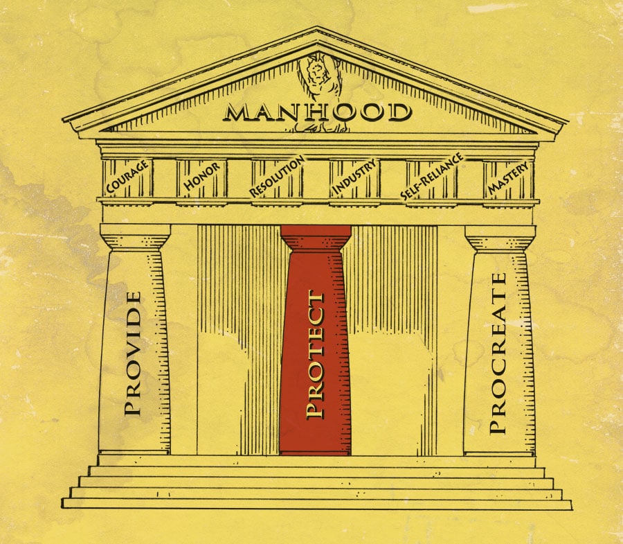 Pillars of manhood illustration protect.