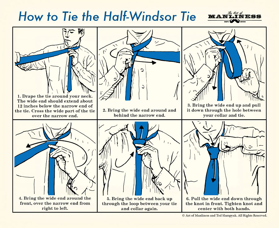 how to tie half windsor necktie knot