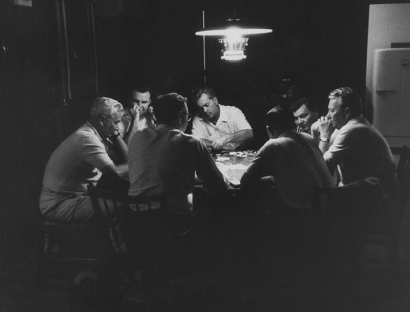 Vintage men playing poker. 