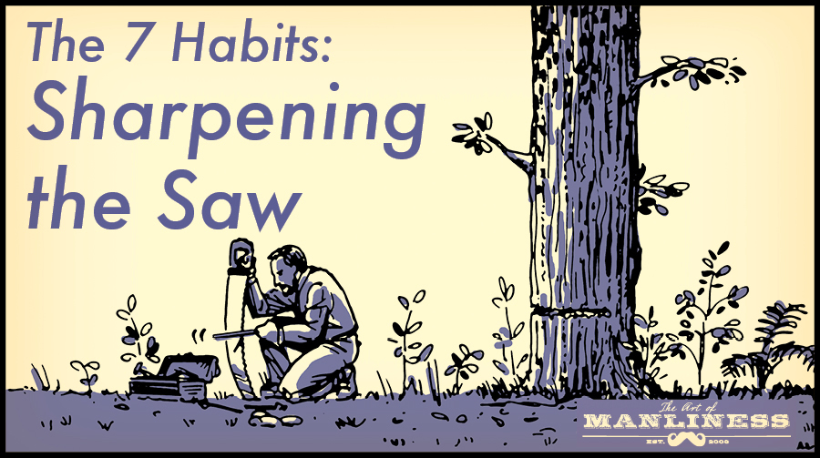 Poster by Art of Manliness about habits for sharpening the saw.