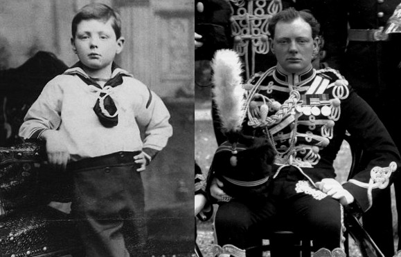 Winston Churchill as frail young boy strong regal young man. 