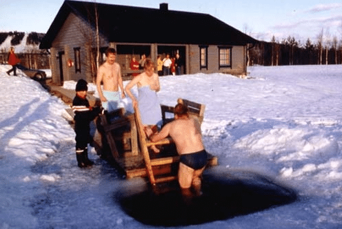 Ice hole swimming finland Finnish people.